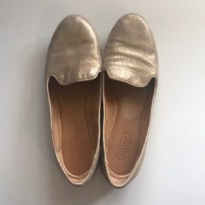 Gold metallic loafers